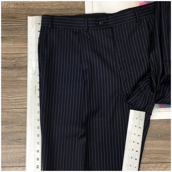 New Michael Kors Mens Suit 2 Piece Set Size 44L‎ Jacket Blazer Pants Wool Blue - Picture 15 of 16